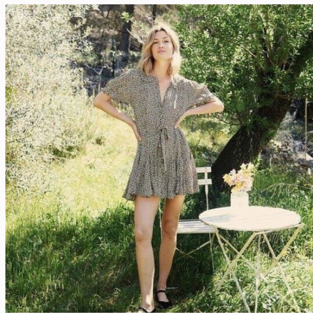 Doen Benedetta Brown and White Printed Dress